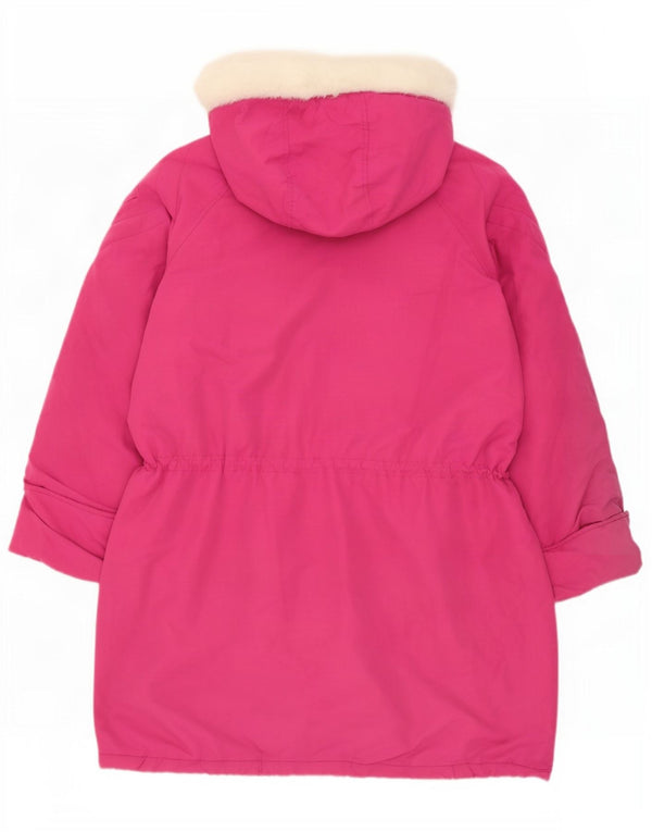Jaqueta Parka de grandes dimensões com capuz para mulheres vintage poliéster rosa grande Reino Unido 16