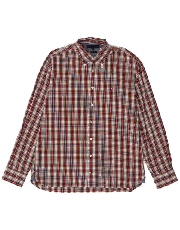Camisa masculina Tommy Hilfiger XL vermelha xadrez algodão
