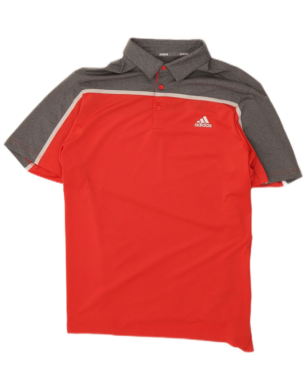Adidas Mens Polo Shirt Grande Vermelho Colorblock Poliéster