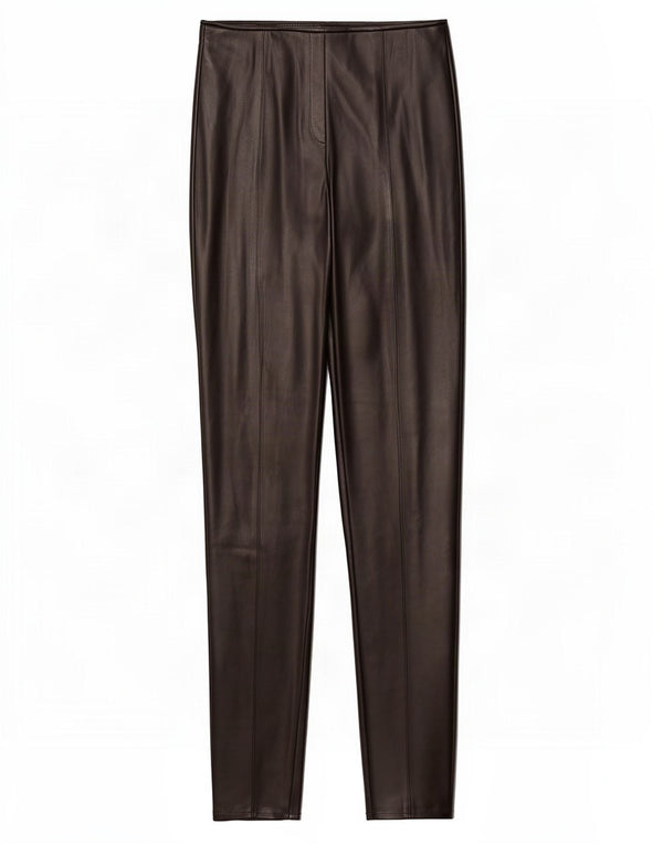 Zara Calça feminina skinny de couro sintético pequena W26 L29 poliuretano preto