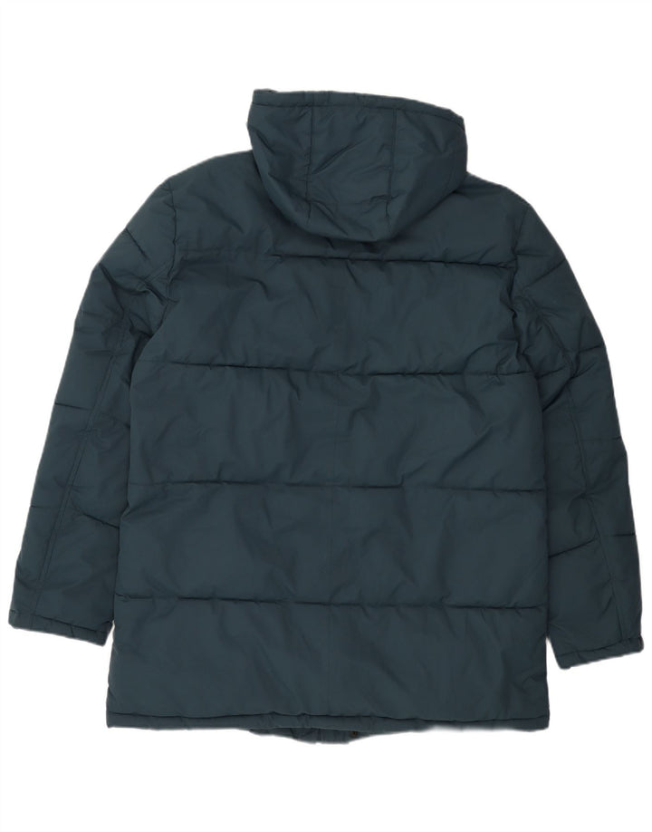 Jaqueta masculina acolchoada com capuz Michael Kors Reino Unido 38 poliéster azul marinho médio