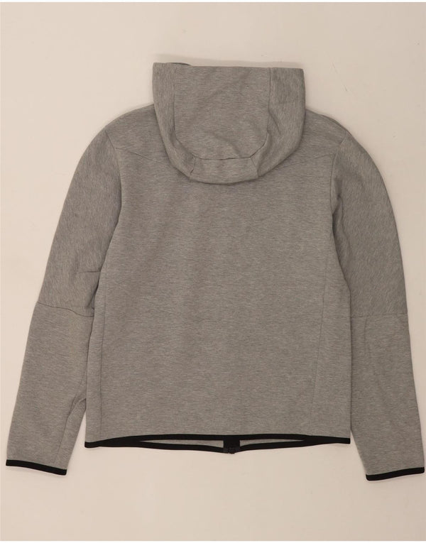 Suéter masculino Nike com capuz e zíper pequeno algodão manchado cinza