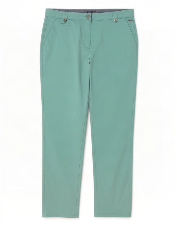 Calça chino reta feminina Marks & Spencer UK 10 pequena W28 L29 azul