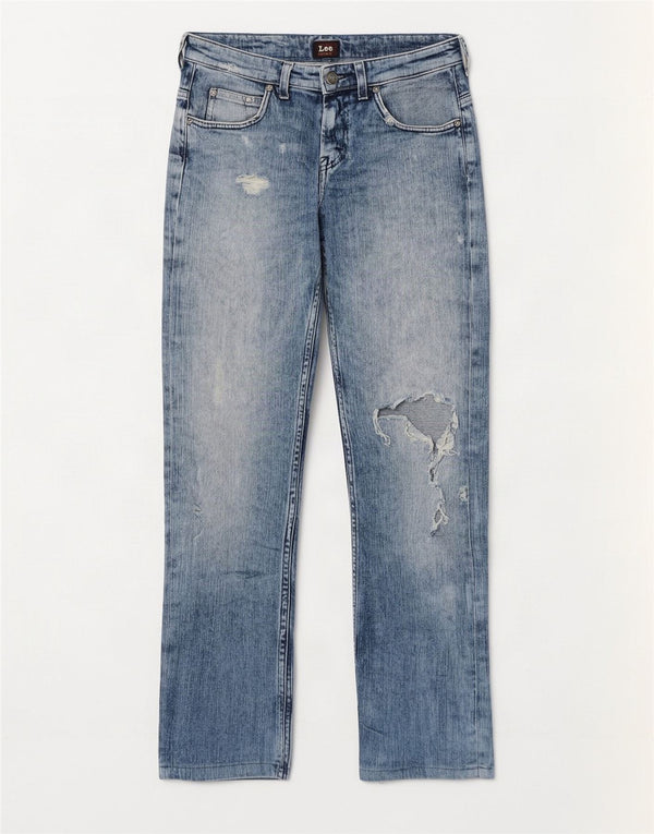 Lee Mens Knox Distressed Straight Jeans W29 L30 Azul Algodão