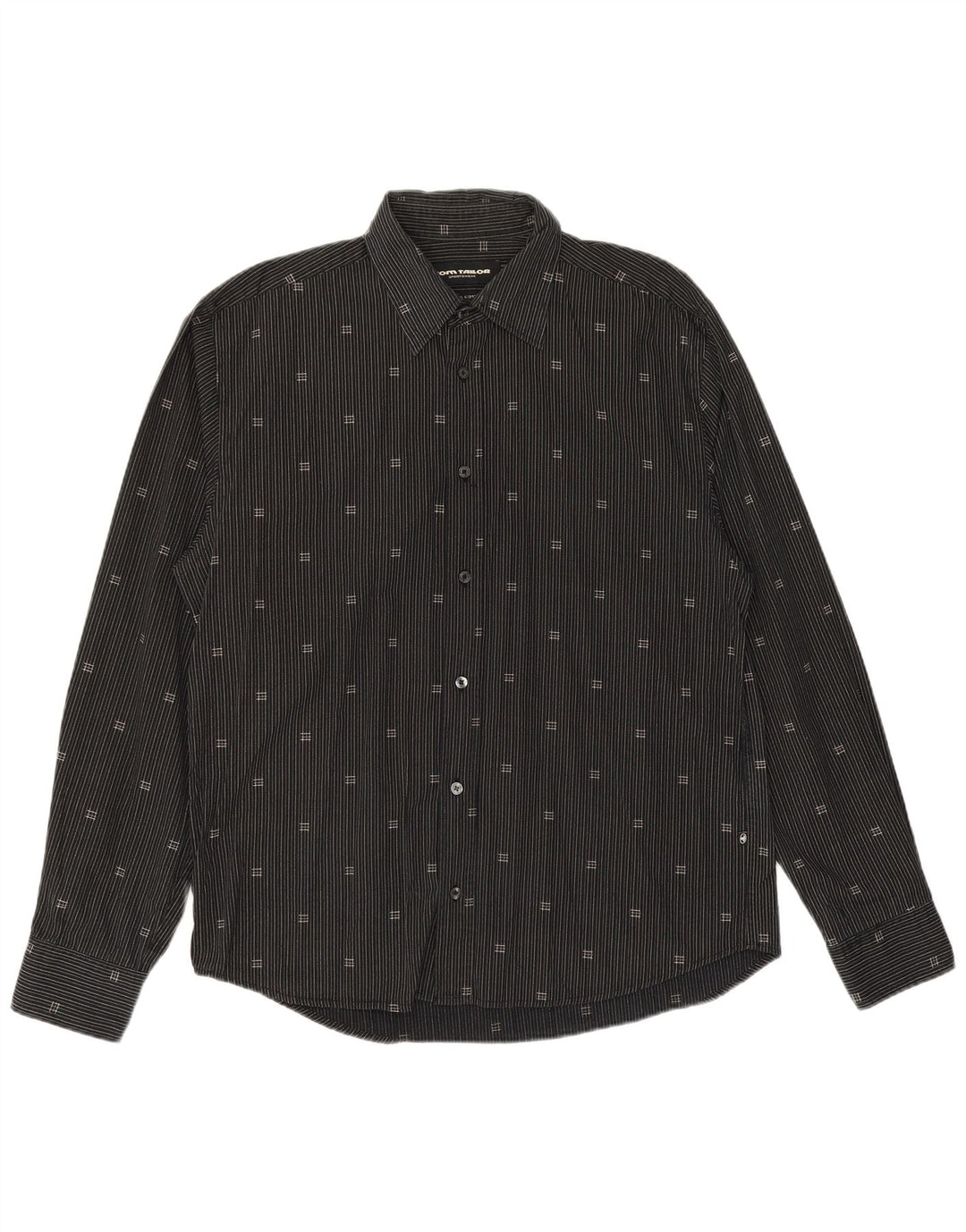 Camisa masculina TOM TAILOR XL preta listrada de algodão