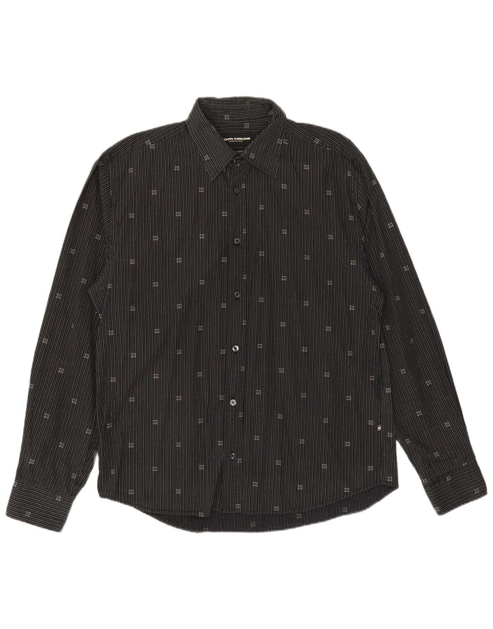 Camisa masculina TOM TAILOR XL preta listrada de algodão