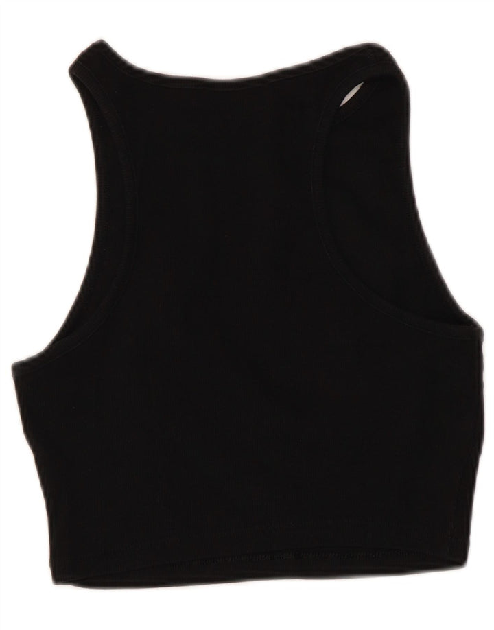 Zara Top curto sem mangas feminino UK 14 grande preto