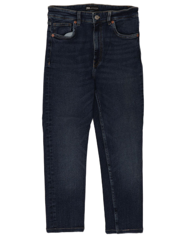 Zara Calça Jeans Skinny Capri Feminina Cintura Alta EU 40 Médio W30 L23 Azul