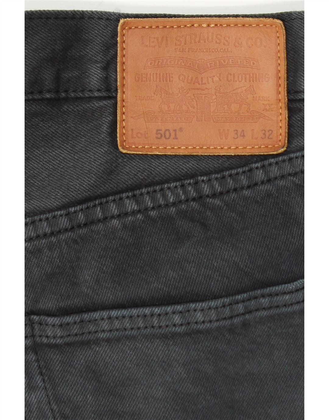 LEVI'S Masculino 501 Straight Jeans W34 L32 Algodão Preto