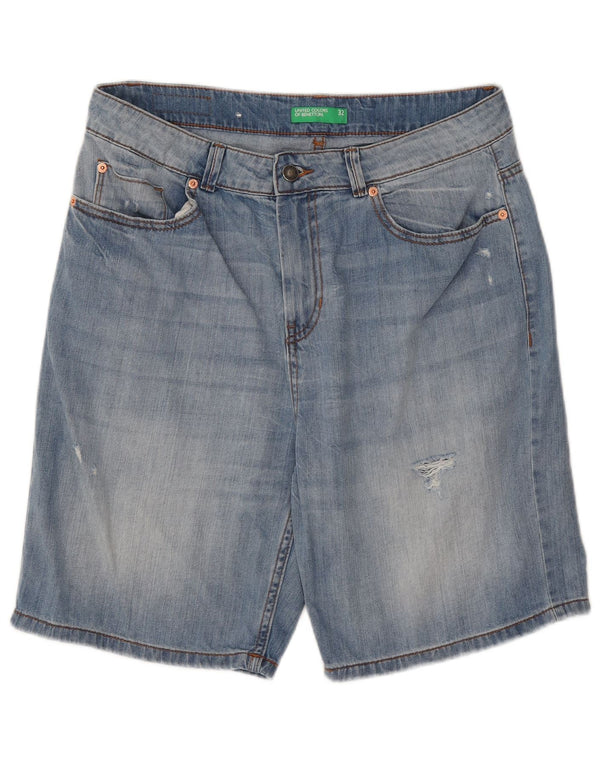 Shorts jeans masculino BENETTON W32 azul médio