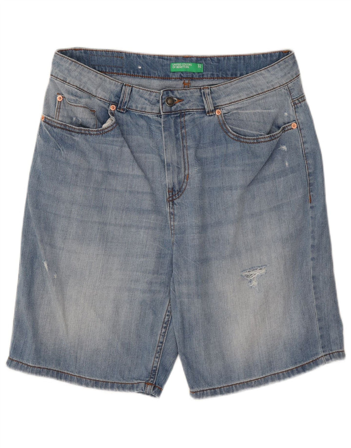 Shorts jeans masculino BENETTON W32 azul médio
