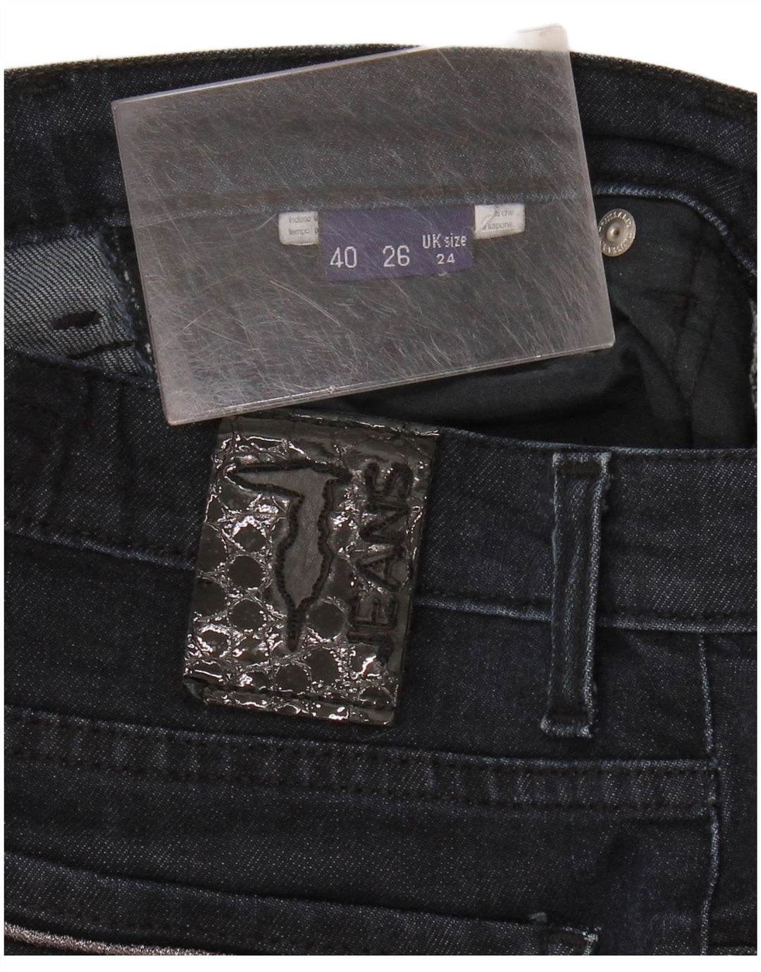 Jeans retos femininos Trussardi W24 L28 azul marinho