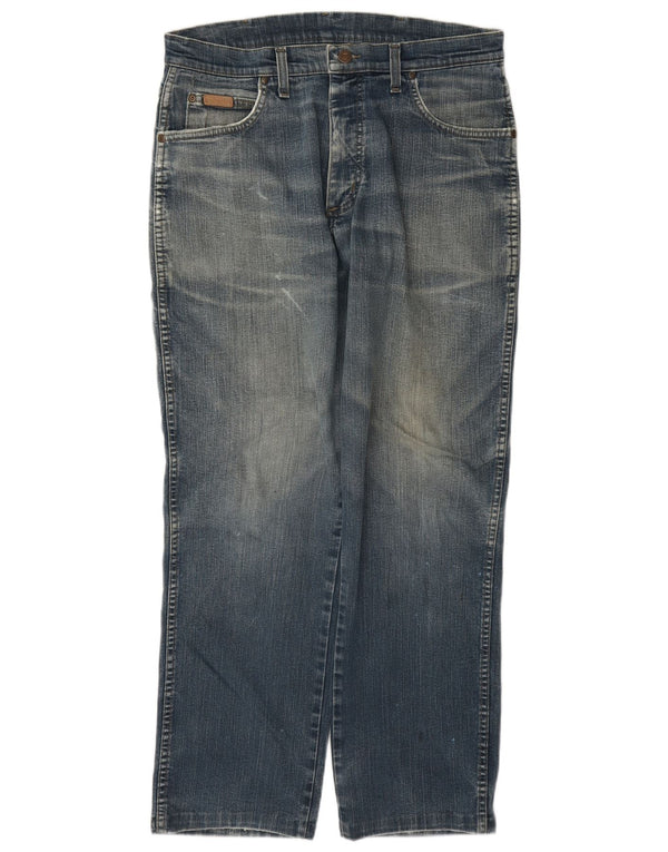 Wrangler Masculino Texas Stretch Straight Jeans W33 L30 Azul Algodão