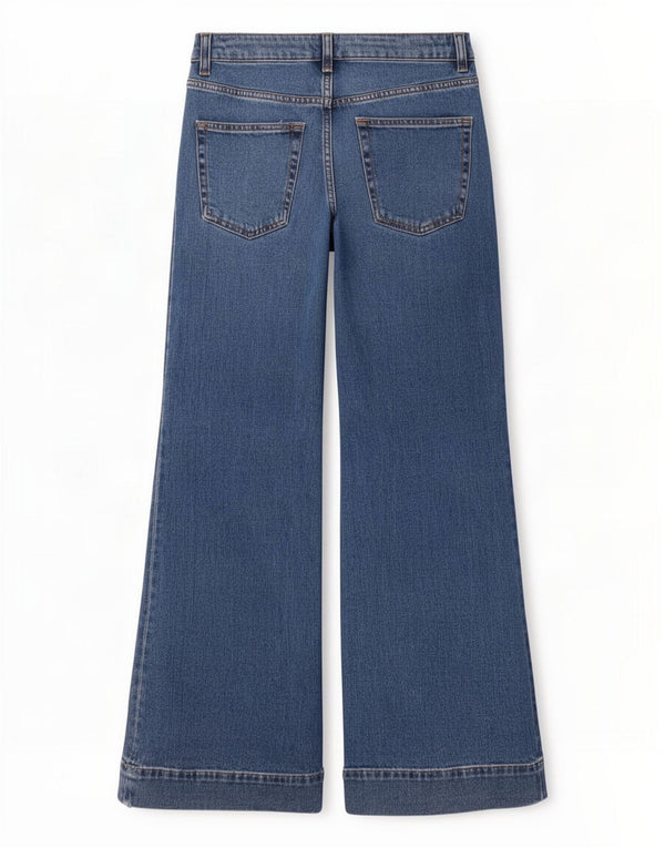 Calça Jeans Marks & Spencer Feminina Cintura Alta Flared UK 10 Pequeno W30 L30 Azul