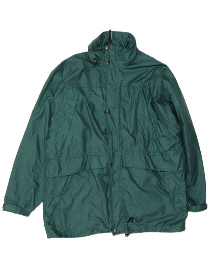 Jaqueta de chuva masculina K-Way Loose Fit UK 40 grande poliamida verde
