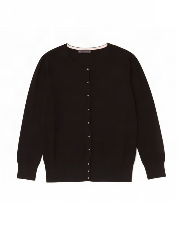 Suéter cardigã feminino Marks & Spencer UK 16 grande viscose preta