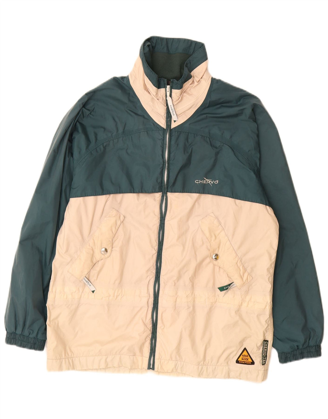 Jaqueta corta-vento masculina Chervo Graphic UK 36 pequeno bloco colorido verde