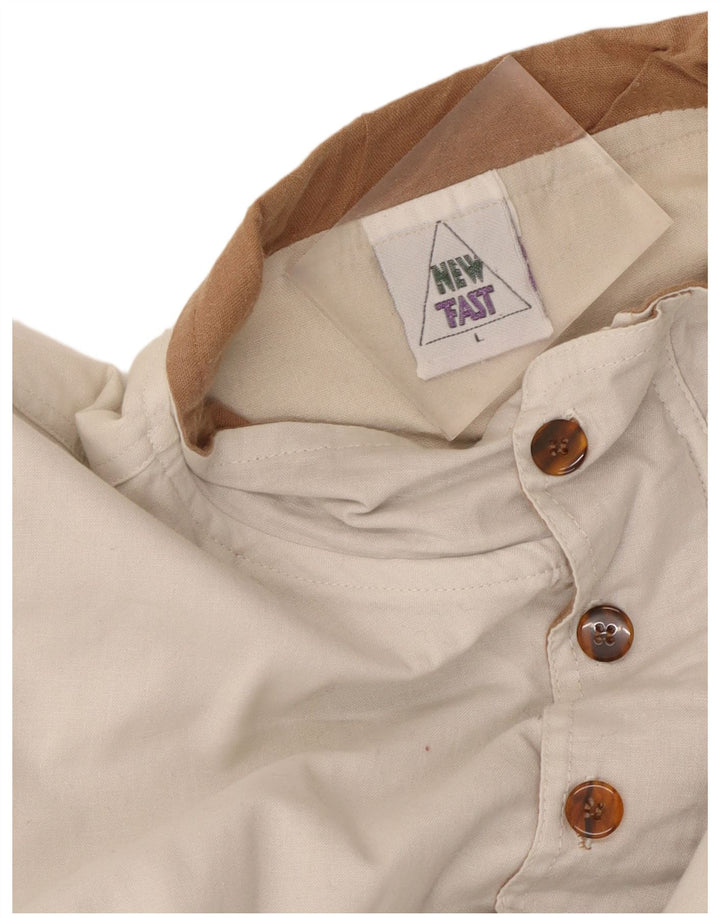 Novo Rápido masculino botão pescoço moletom jumper grande algodão branco