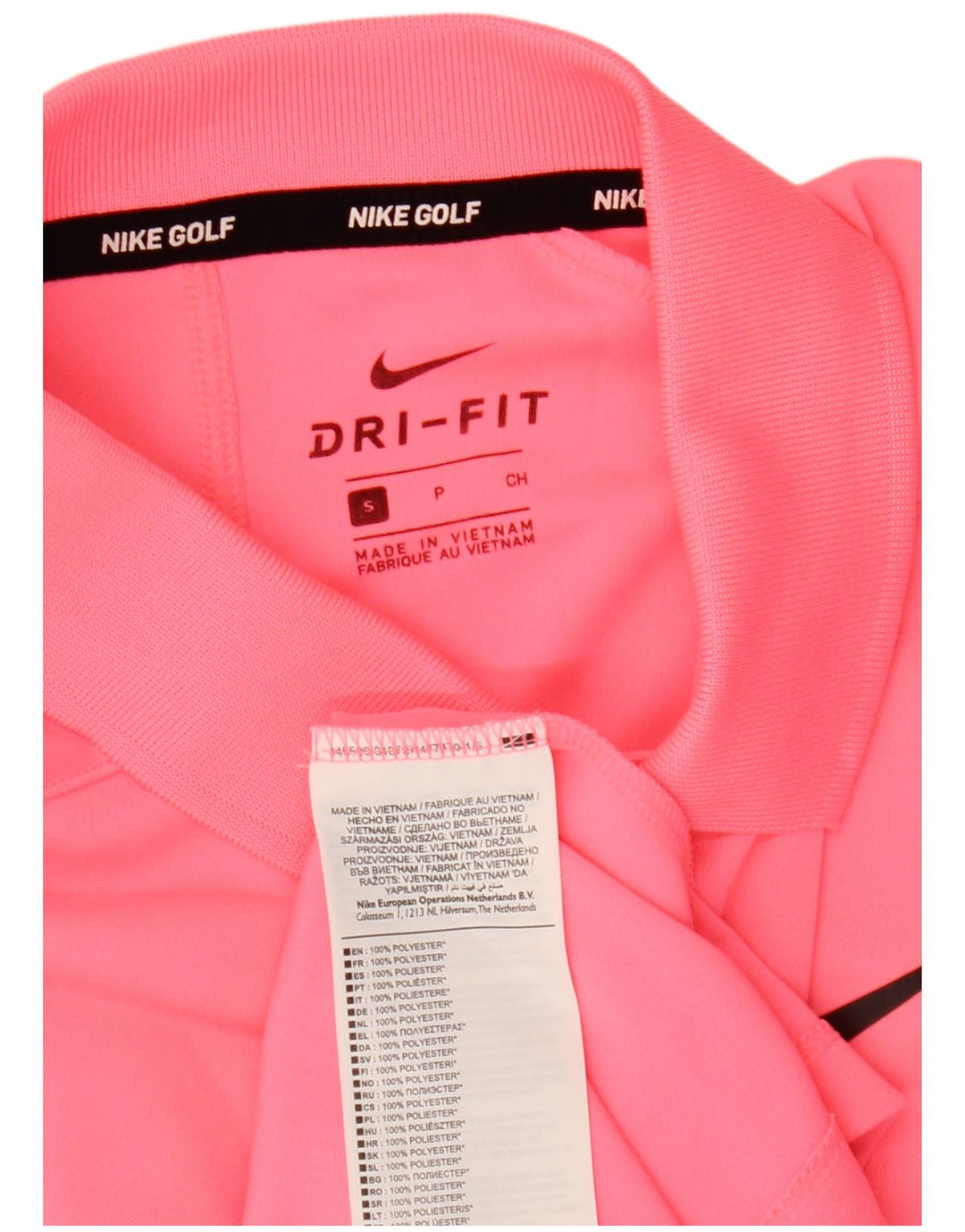 Camisa polo masculina Nike Dri Fit pequena rosa poliéster