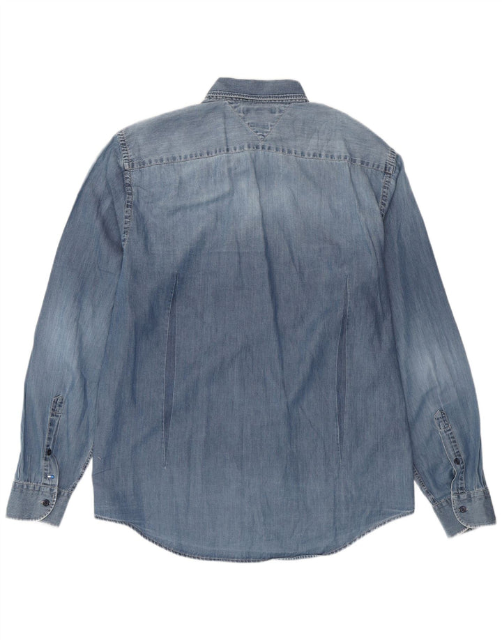 Camisa jeans masculina TOMMY HILFIGER New York Fit XL azul algodão