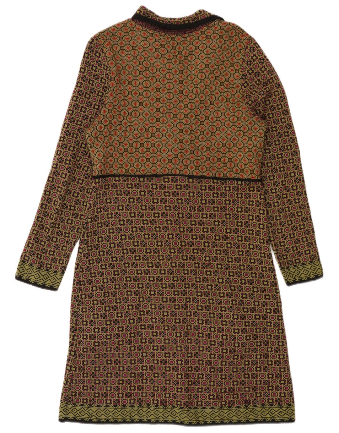 Suéter cardigã feminino Dunque UK 12 médio multicolorido geométrico