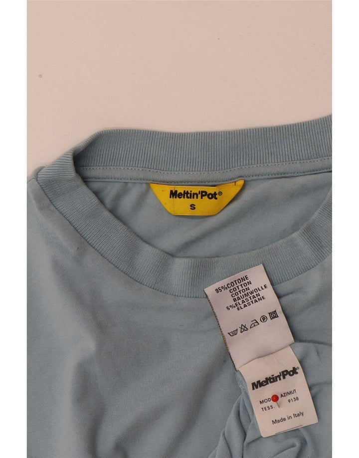 Meltin' Pot Camiseta masculina regular de algodão azul pequeno