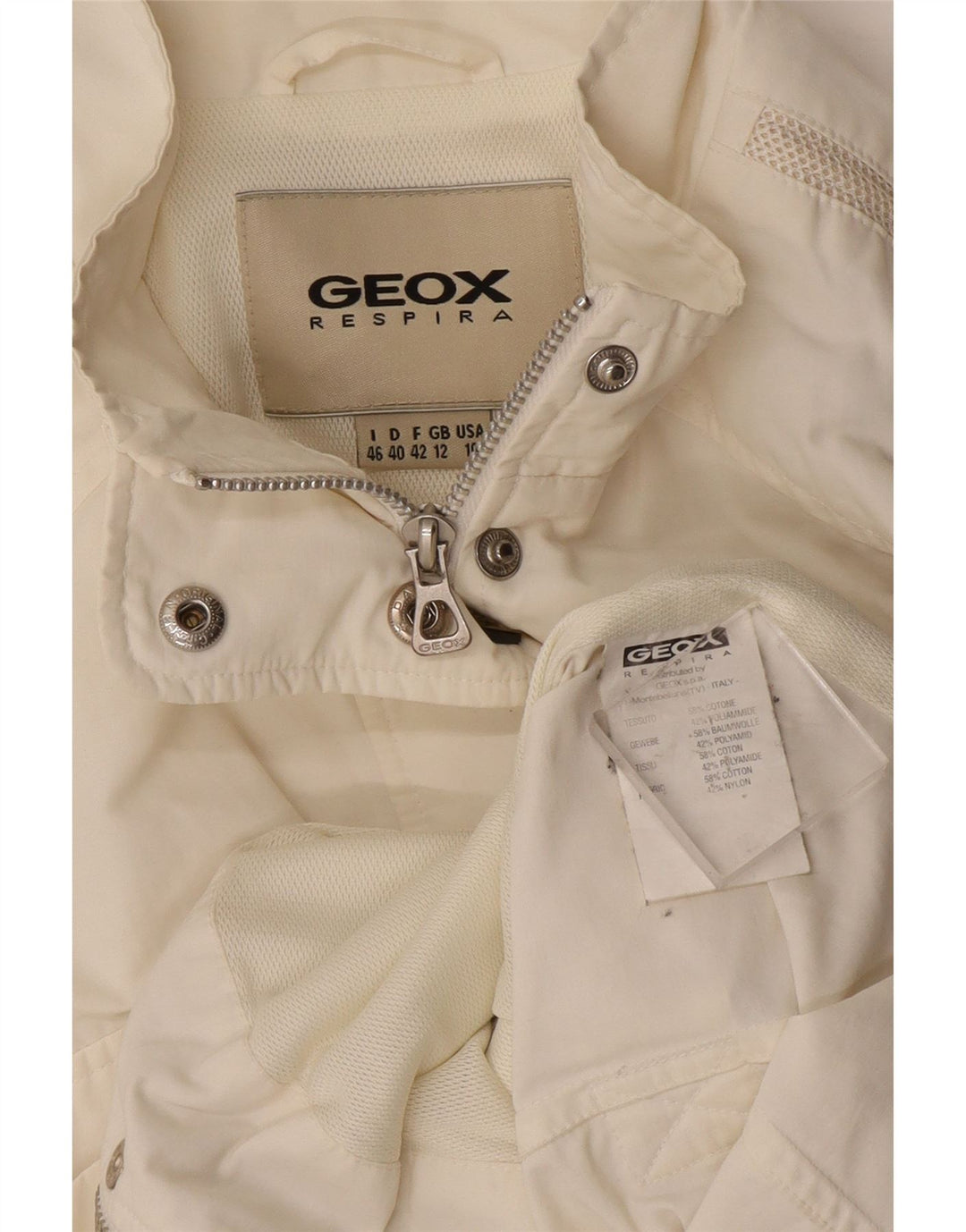 Jaqueta Geox Feminina Respira Utility UK 12 Médio Algodão Branco