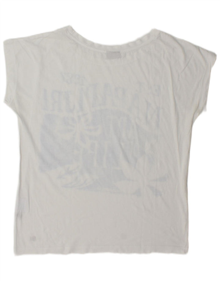 Camiseta gráfica feminina Napapijri UK 14 médio branco