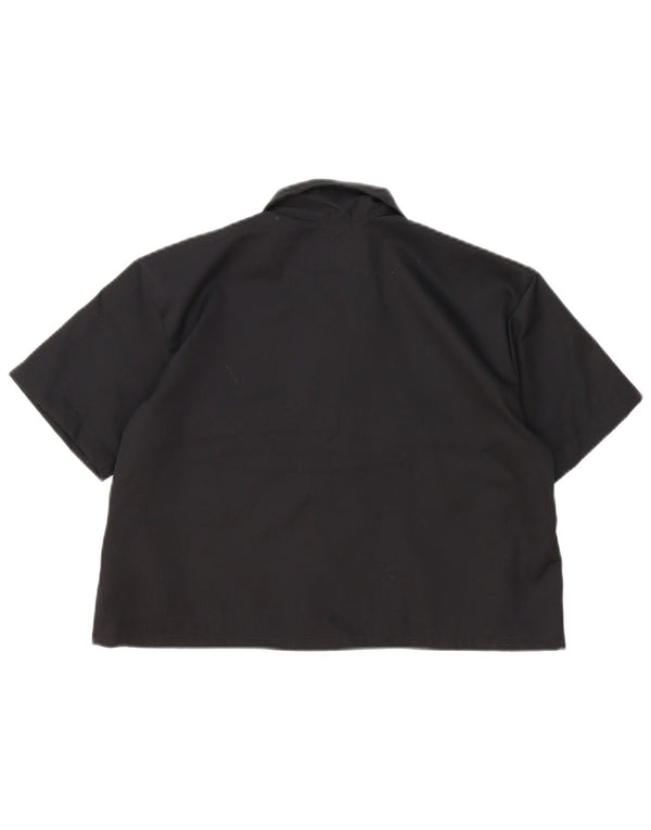 Dickies Womens Oversized Crop Short Sleeve Shirt UK 10 Small Black Cotton