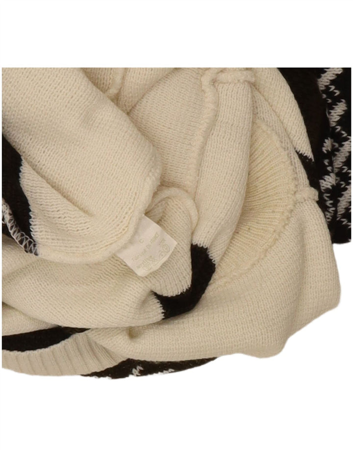 Suéter masculino vintage com gola de tartaruga, grande, branco, Fair Isle