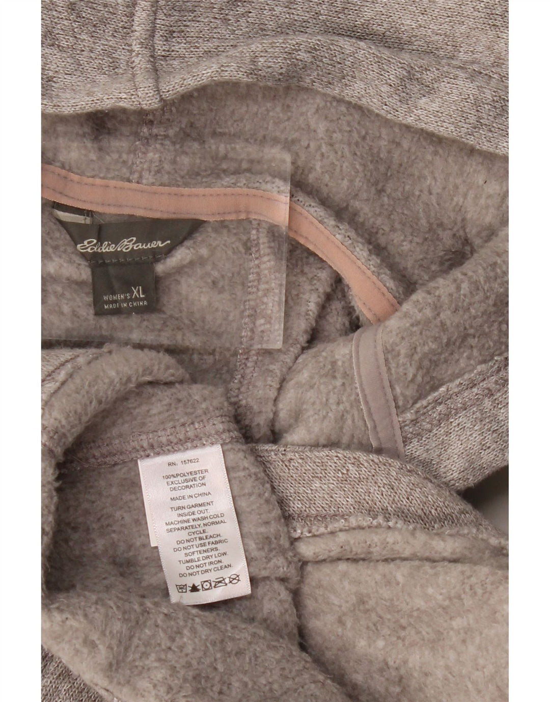 Suéter feminino Eddie Bauer com capuz e zíper Reino Unido 18 XL cinza poliéster