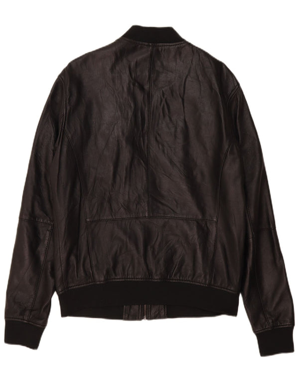 Jaqueta de couro masculina Zara UK 40 grande preta