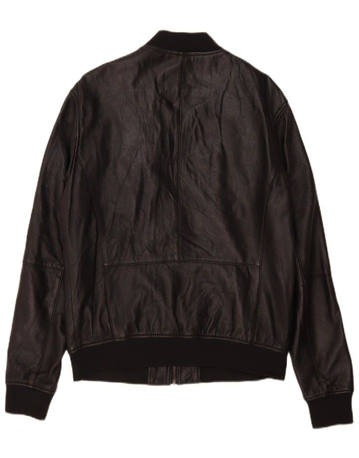 Jaqueta de couro masculina Zara UK 40 grande preta