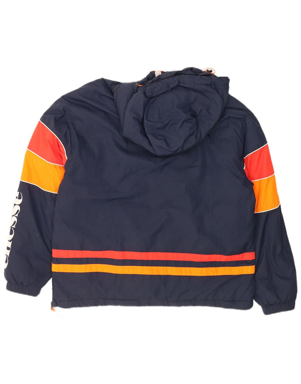 Jaqueta masculina Ellesse com capuz gráfico anorak UK 42 XL azul marinho colorblock