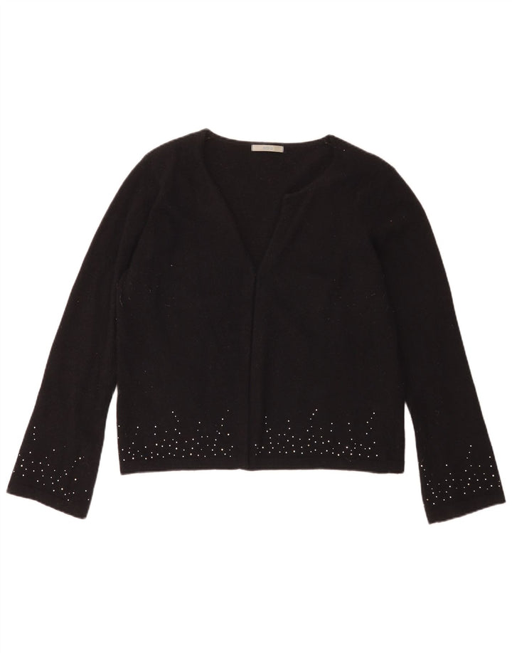 Marks & Spencer Bolero Jumper feminino Reino Unido 16 grande lã preta manchada