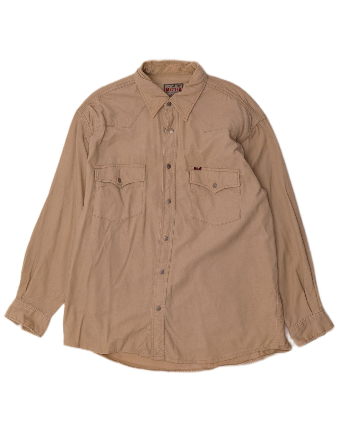 Camisa masculina de veludo Mustang grande algodão bege