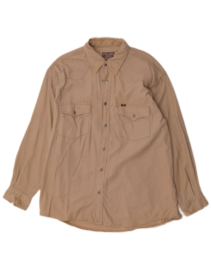 Camisa masculina de veludo Mustang grande algodão bege