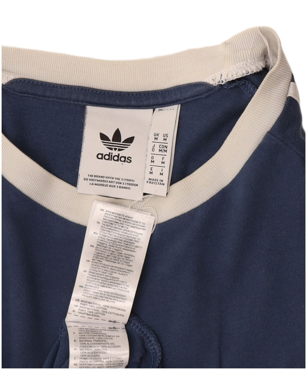 Adidas Mens Camiseta Top Médio Algodão Azul Marinho