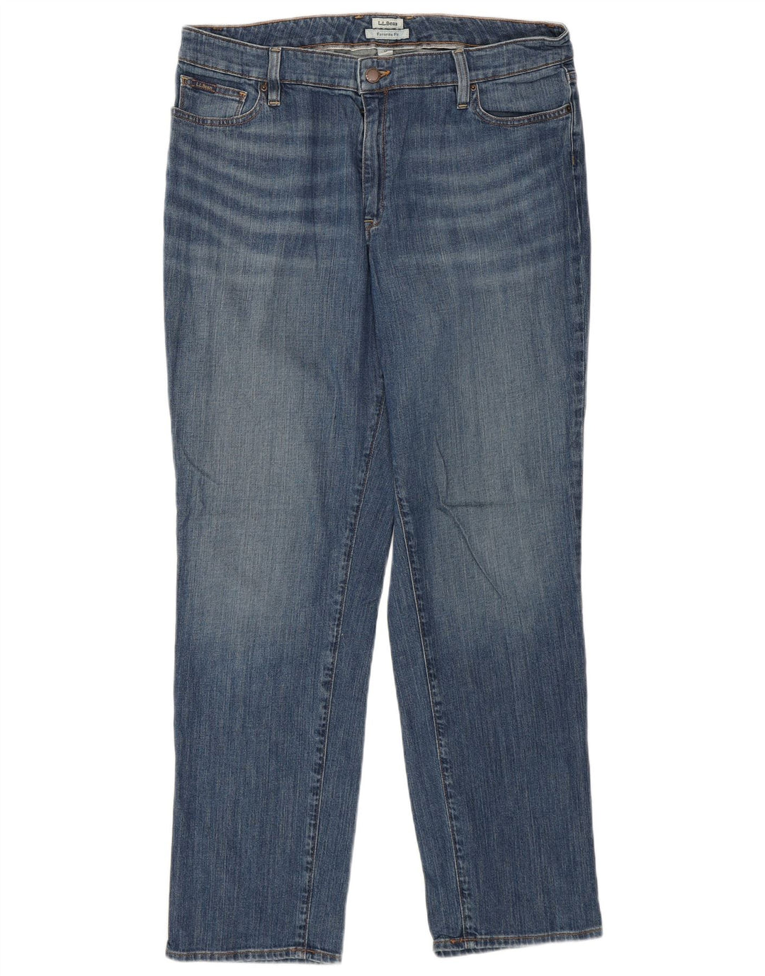 L.L.BEAN Calça jeans reta feminina com ajuste favorito US 14 XL W36 L30 Azul