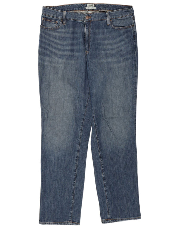 L.L.BEAN Calça jeans reta feminina com ajuste favorito US 14 XL W36 L30 Azul