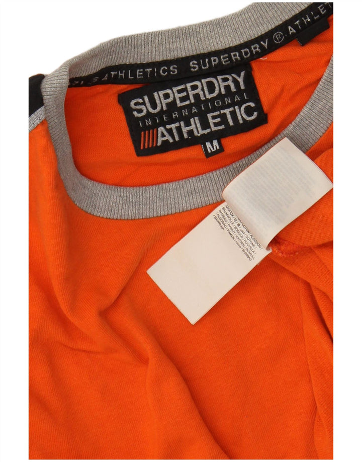 Camiseta masculina gráfica SUPERDRY Top médio laranja colorblock algodão