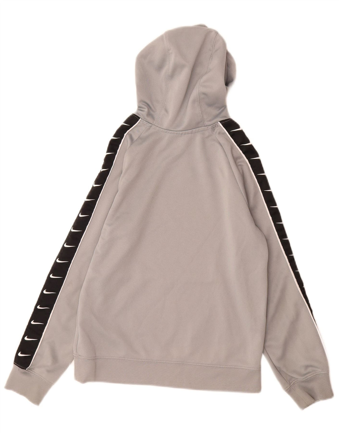 Suéter com capuz gráfico Nike Boys 8-9 anos pequeno cinza colorblock poliéster