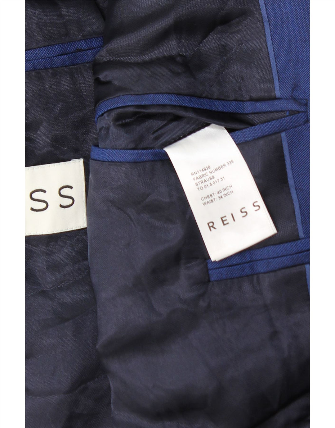 Jaqueta Blazer Masculina Reiss com 1 Botão Reino Unido 40 Lã Azul Grande