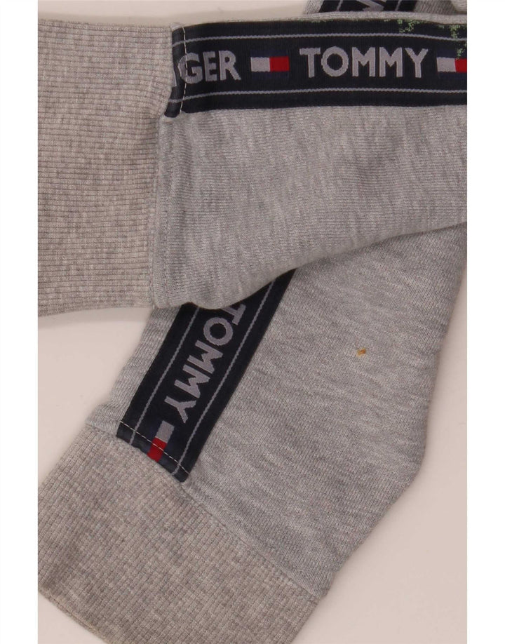 Tommy Hilfiger Suéter masculino com capuz e zíper gráfico cinza médio bloco colorido