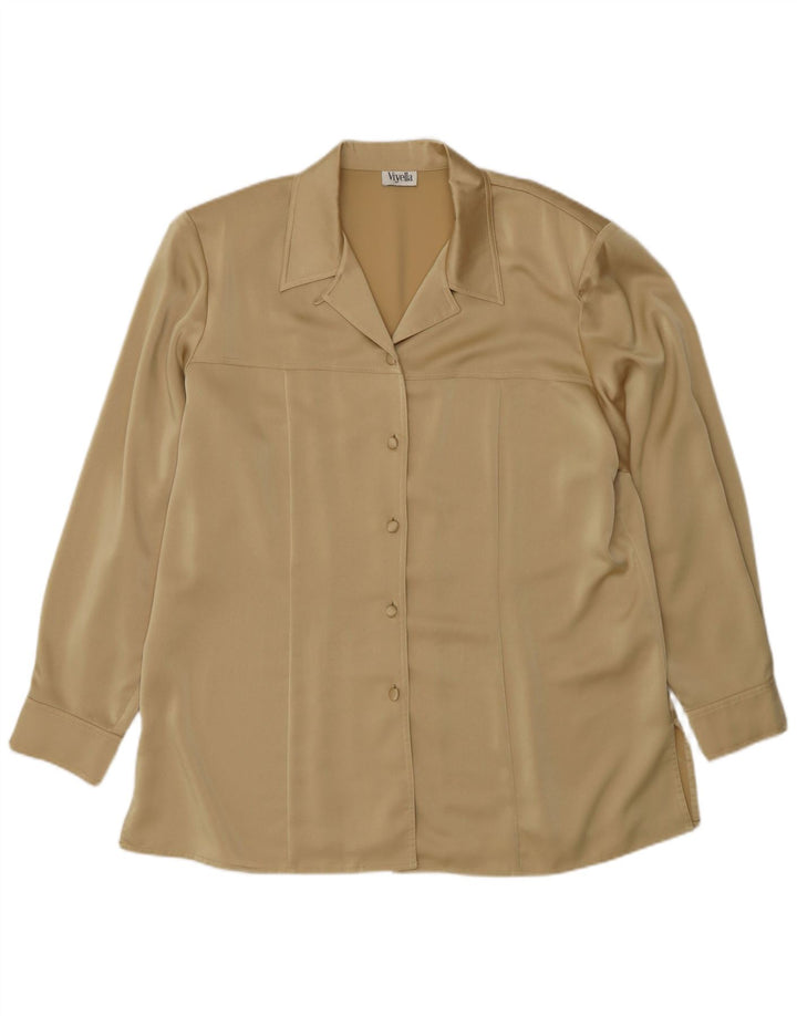 Blusa feminina Viyella UK 16 grande poliéster dourado
