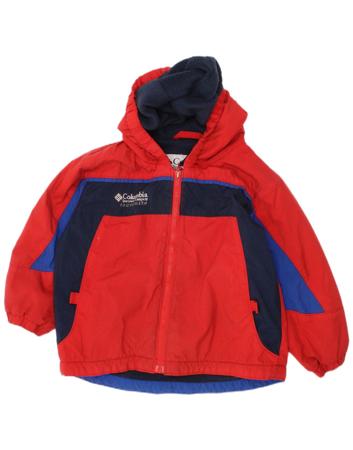 Jaqueta corta-vento com capuz para meninos COLUMBIA 2-3 anos vermelho colorblock