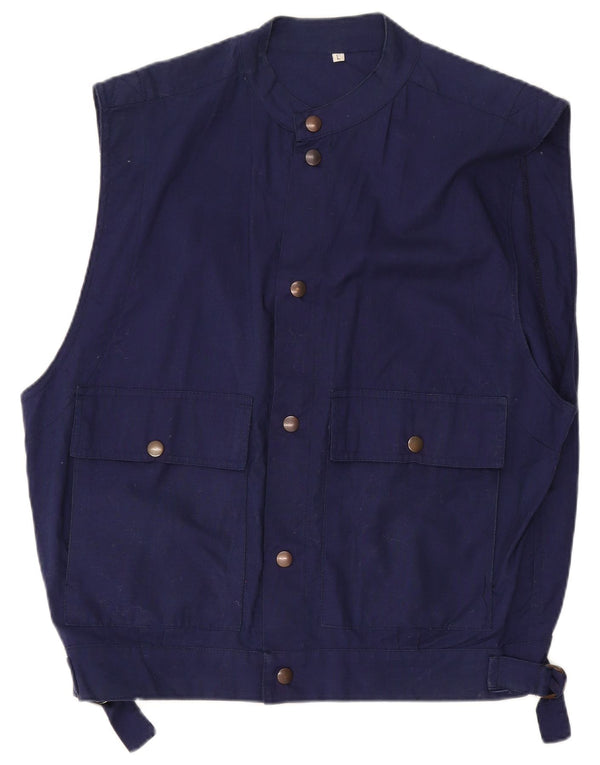 Colete masculino vintage UK 40 grande algodão azul marinho