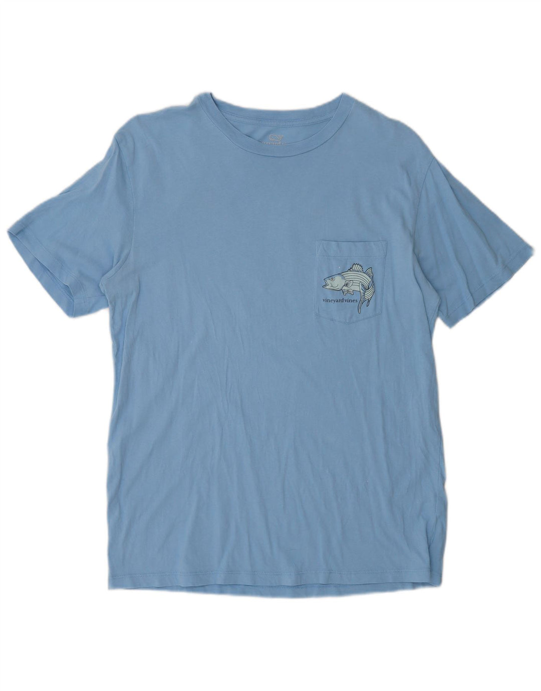 Camiseta gráfica masculina Vineyard Vines, pequena, azul, algodão, peixe