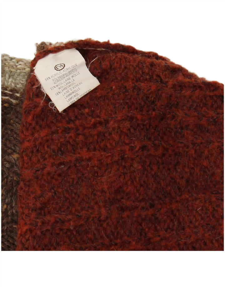 Suéter cardigã feminino VINTAGE UK 16 grande bloco colorido multicolorido