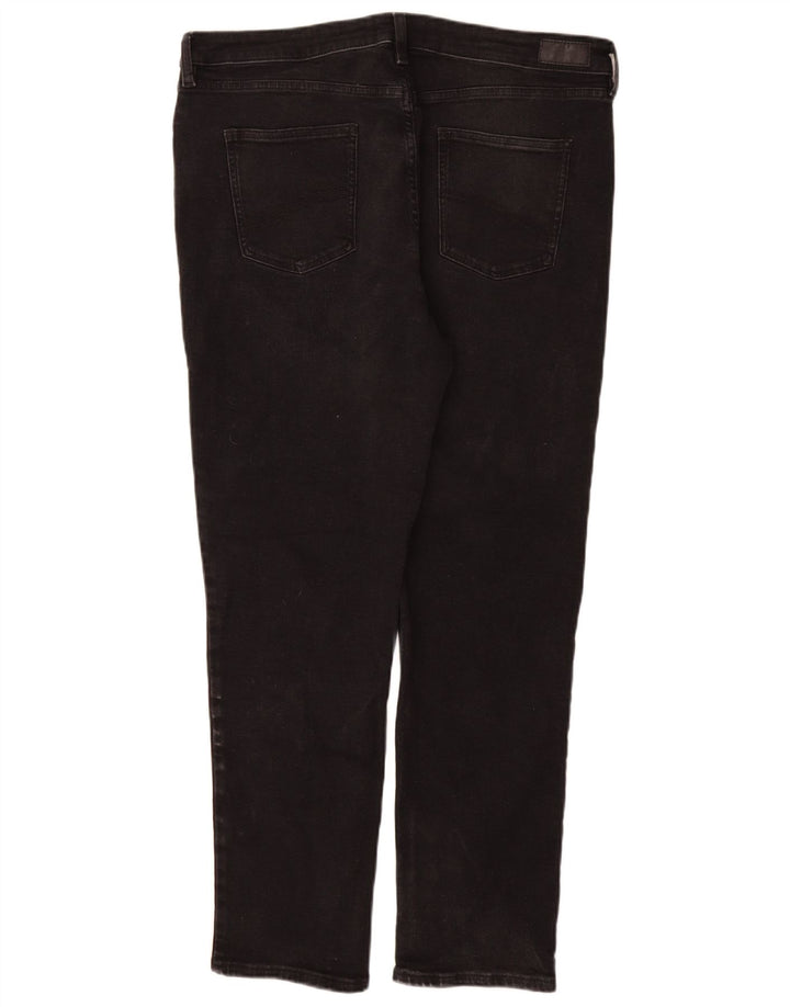 Calça jeans feminina Fat Face Sway Slim UK 18 XL W38 L30 algodão preto